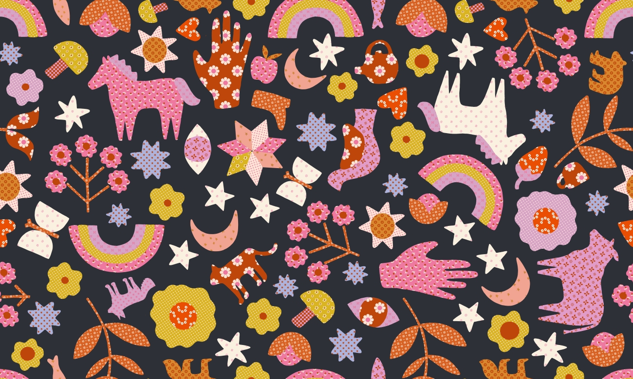 Baumwolle Patchwork -  Alexia Abegg - Ruby Star Society - Meadow Star - Soft Black Applique Menagerie